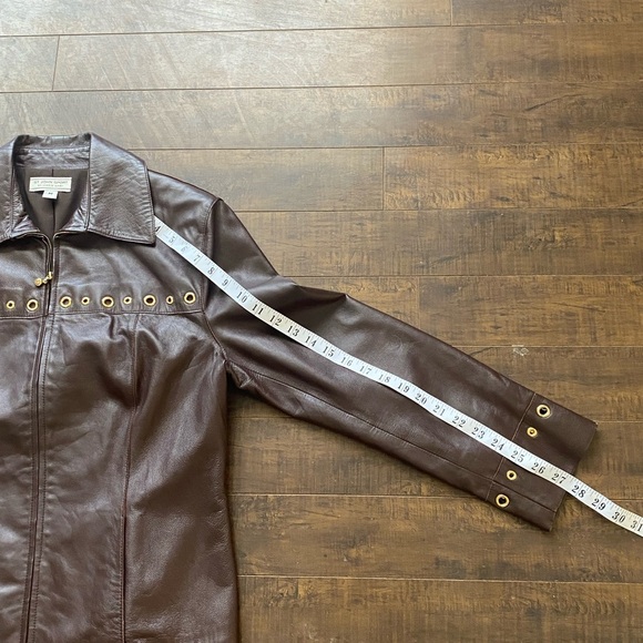 St . John Sport brown Leather Biker jacket - Picture 5 of 14